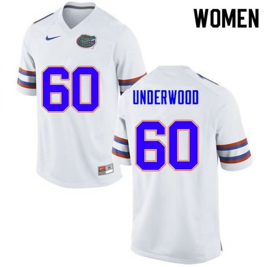 Women's Florida Gators #60 Houston Underwood NCAA Nike White Authentic Stitched College Football Jersey DEE0562OH